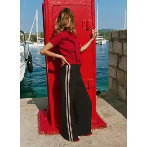 Mint Velvet Navy Side Stripe Trousers